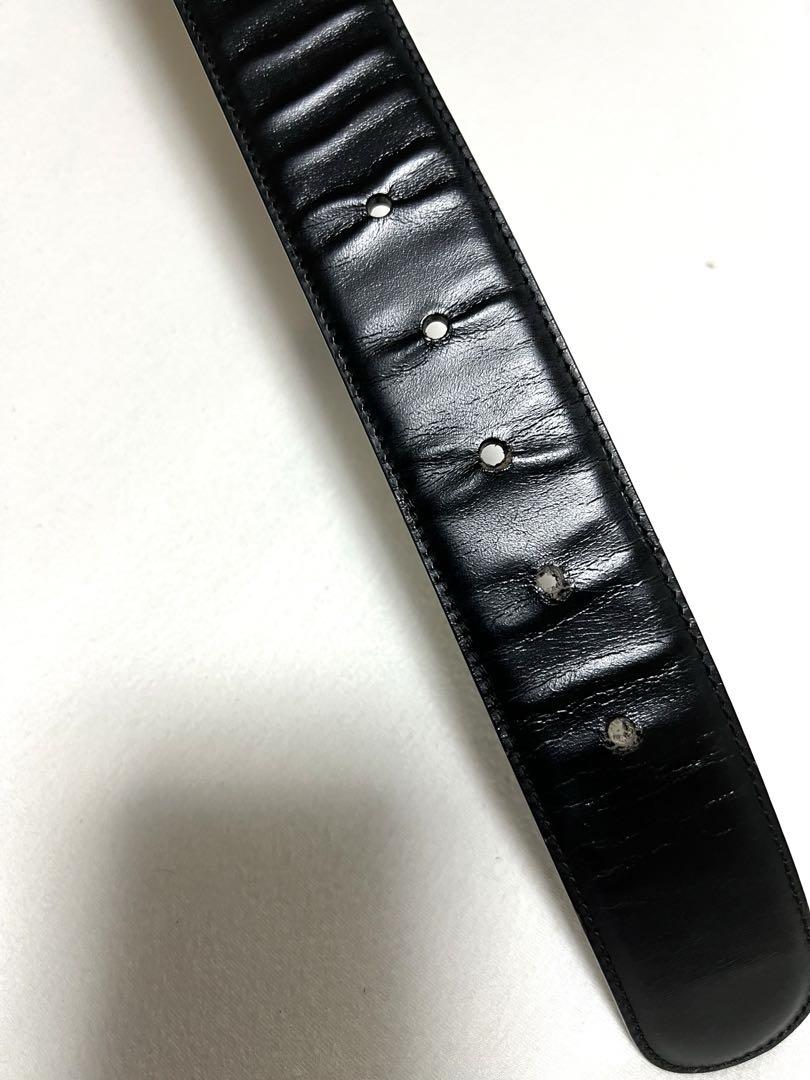 GUCCI レザーベルト　GGバックル　ブラック×ゴールド