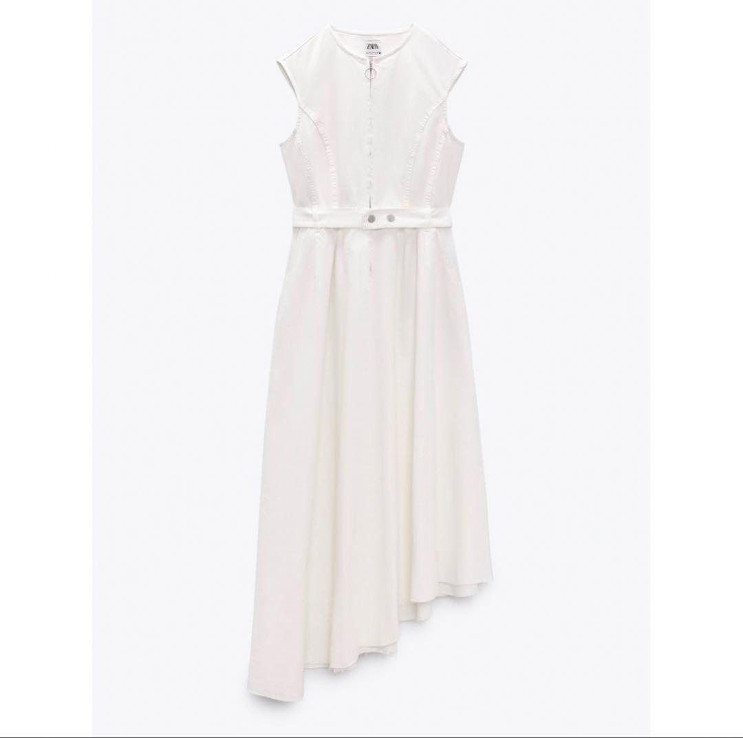 完売商品　未使用　ZARA アシンメトリー丈ワンピース　XS 完売商品 未使用 ZARA アシンメトリー丈ワンピース XS - メルカリ