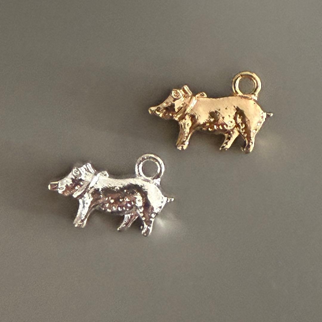 ぶたさんメタルチャーム ゴールド シルバー チャーム 資材 80個 NEXPOTALLINN_EU