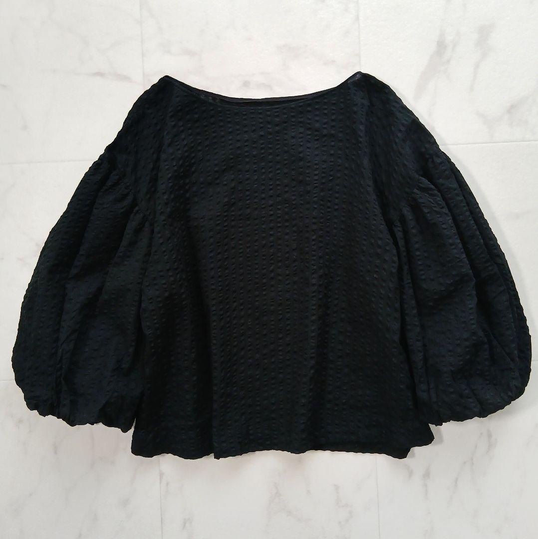 極美品 ヴェルメイユパーイエナ 現行 ボリュームスリーブブラウス ブラック F