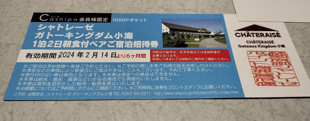 【限定値下げ】シャトレーゼホテル ガトーキングダム小海　1泊2日朝食付ペア宿泊券