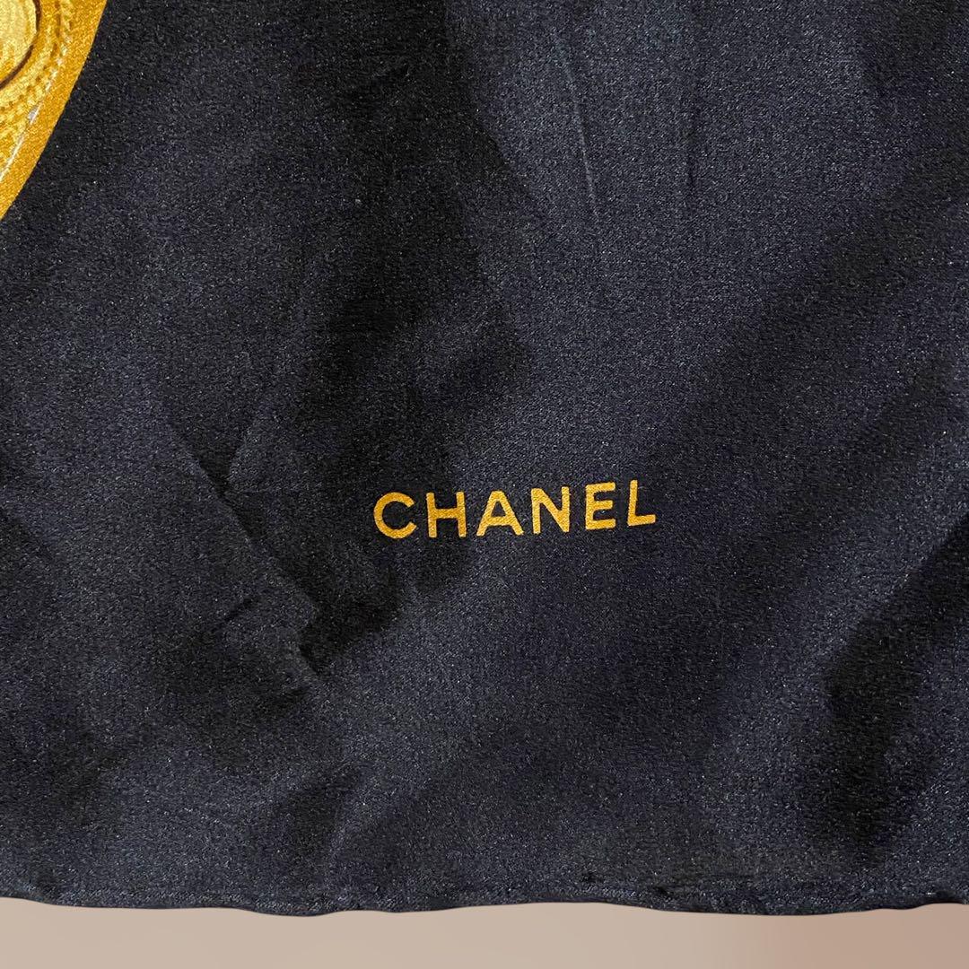 VINTAGE CHANEL 大判シルクスカーフ ココマーク グリポア