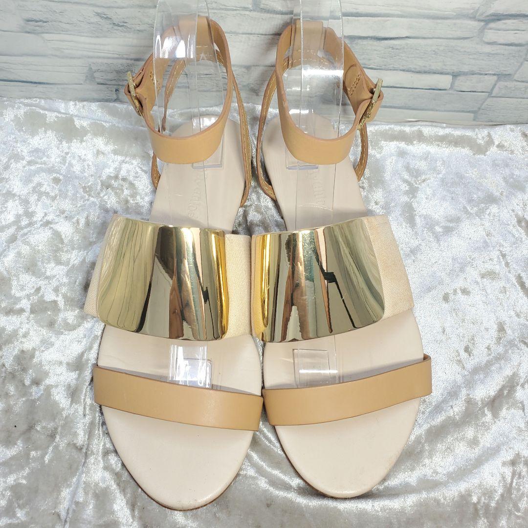 【良品】✨SEE BY CHLOE 24.5cm サンダル メタル レザー 38