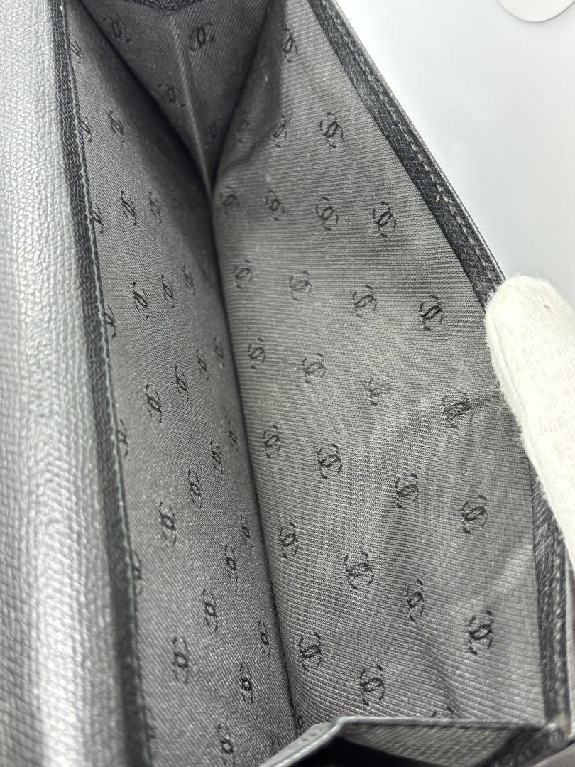◎良品 CHANEL シャネル Wホック 長財布 ココボタン ブラック レザー