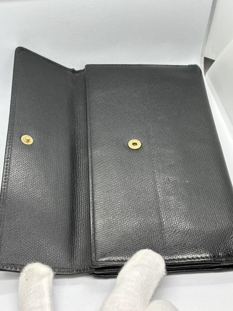 ◎良品 CHANEL シャネル Wホック 長財布 ココボタン ブラック レザー
