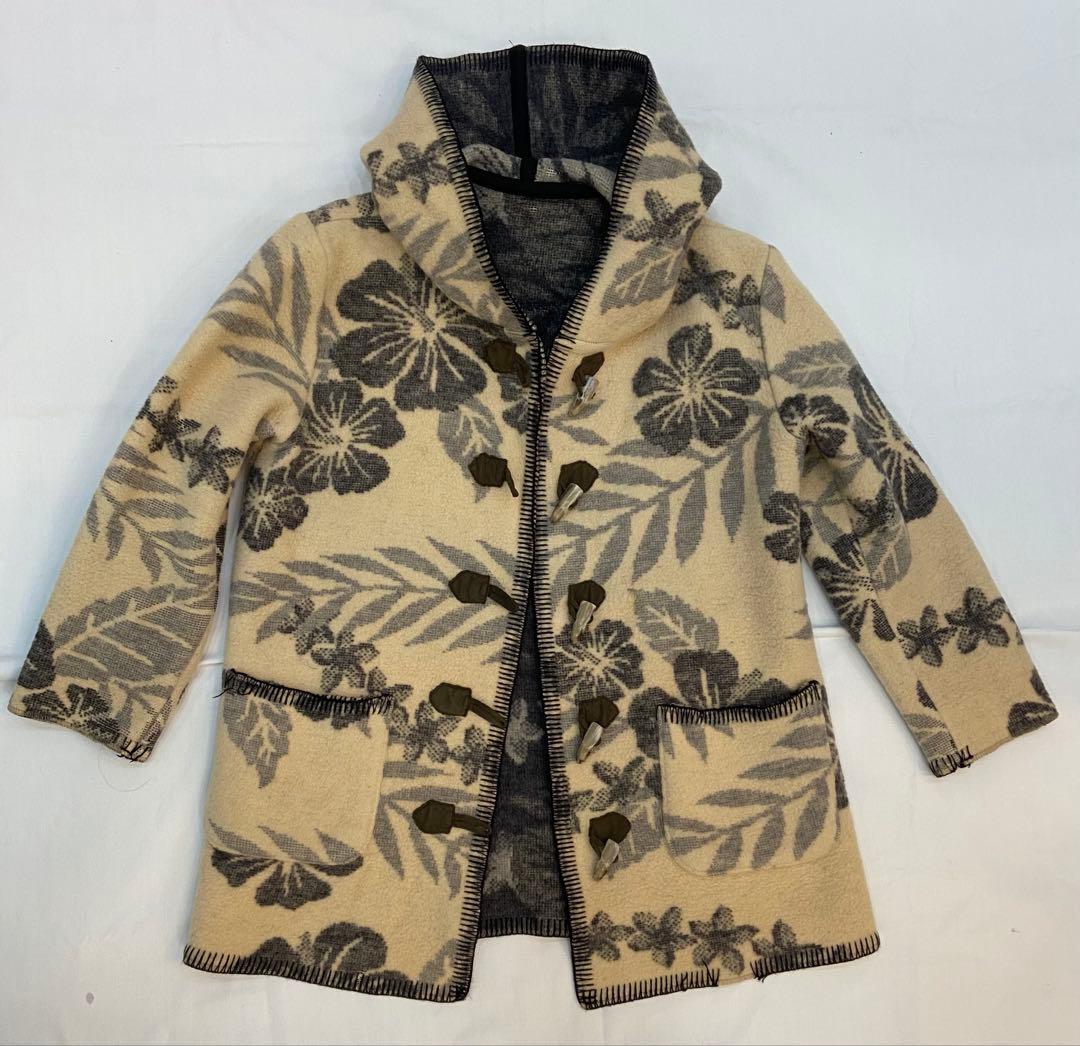 ALBAROSA超 初期ブランケットコート ダッフルコートレイハイビスカス柄FREE SIZE・ALBAROSA