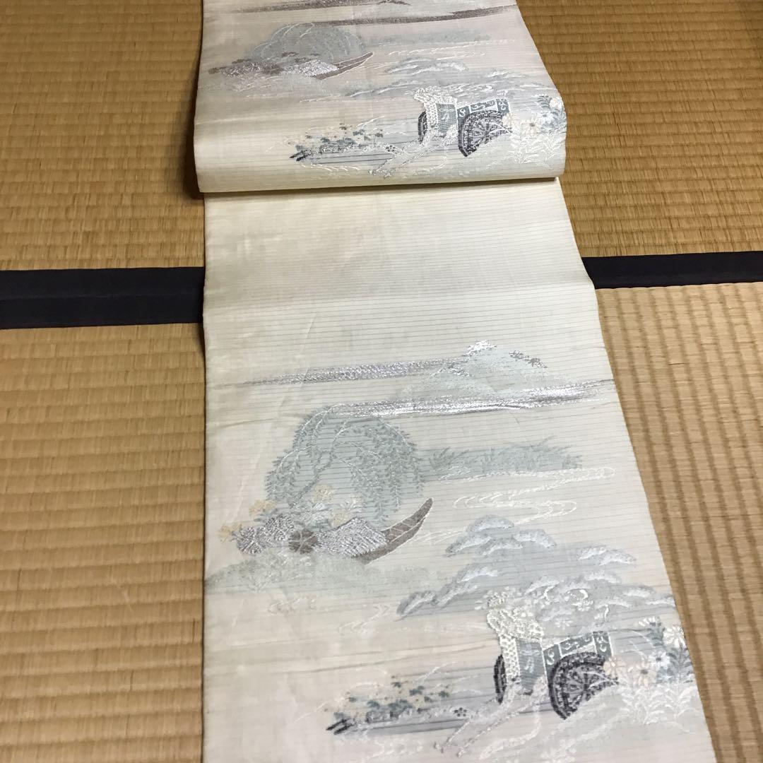 買い誠実 帯 正絹 上品な絵柄 刺繍 着物・浴衣
