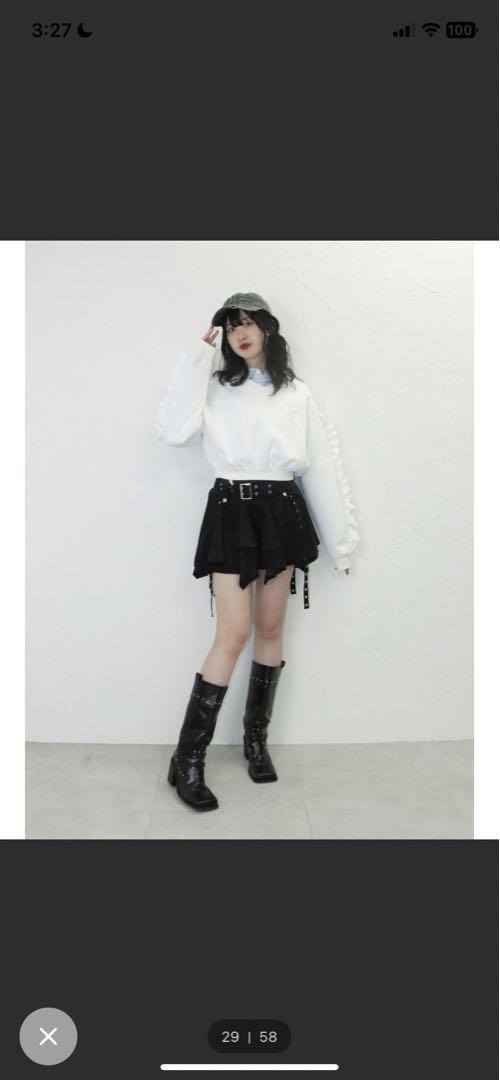 ジュエティ　アシンメトリーベルト付きミニスカート Mサイズ ブラック