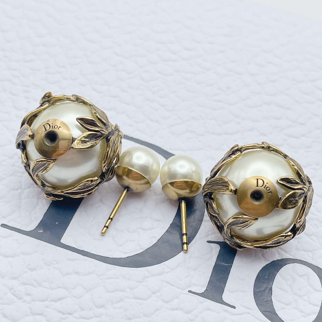 Christian Dior 希少　ピアス　トライバル　リーフ　パール