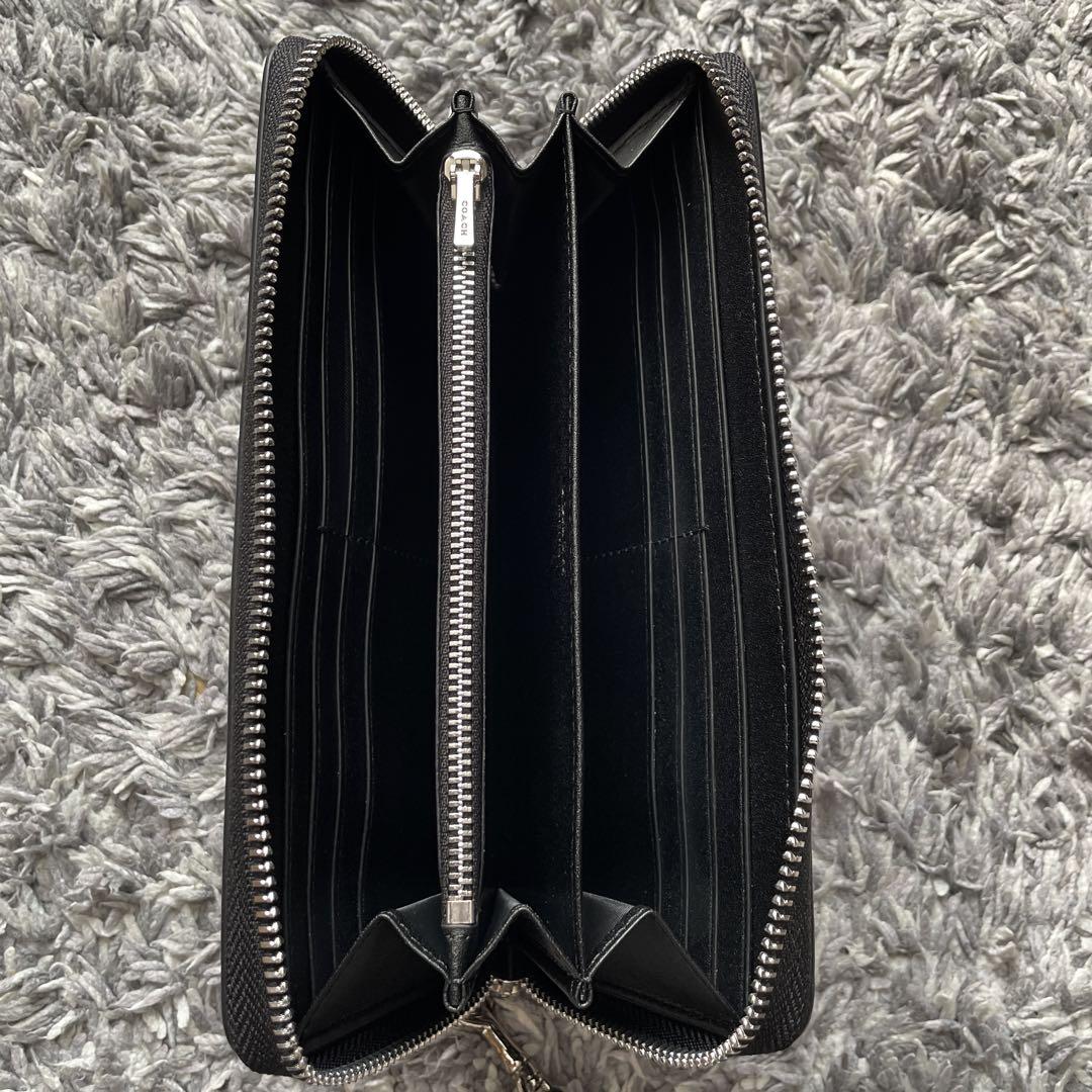 新品 未使用　coach コーチ　長財布　ロングジップ ブラック シグネチャー