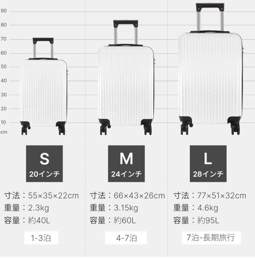 スーツケース キャリーケース キャリーバッグ 超軽量 耐衝撃 静音 ABS+PC