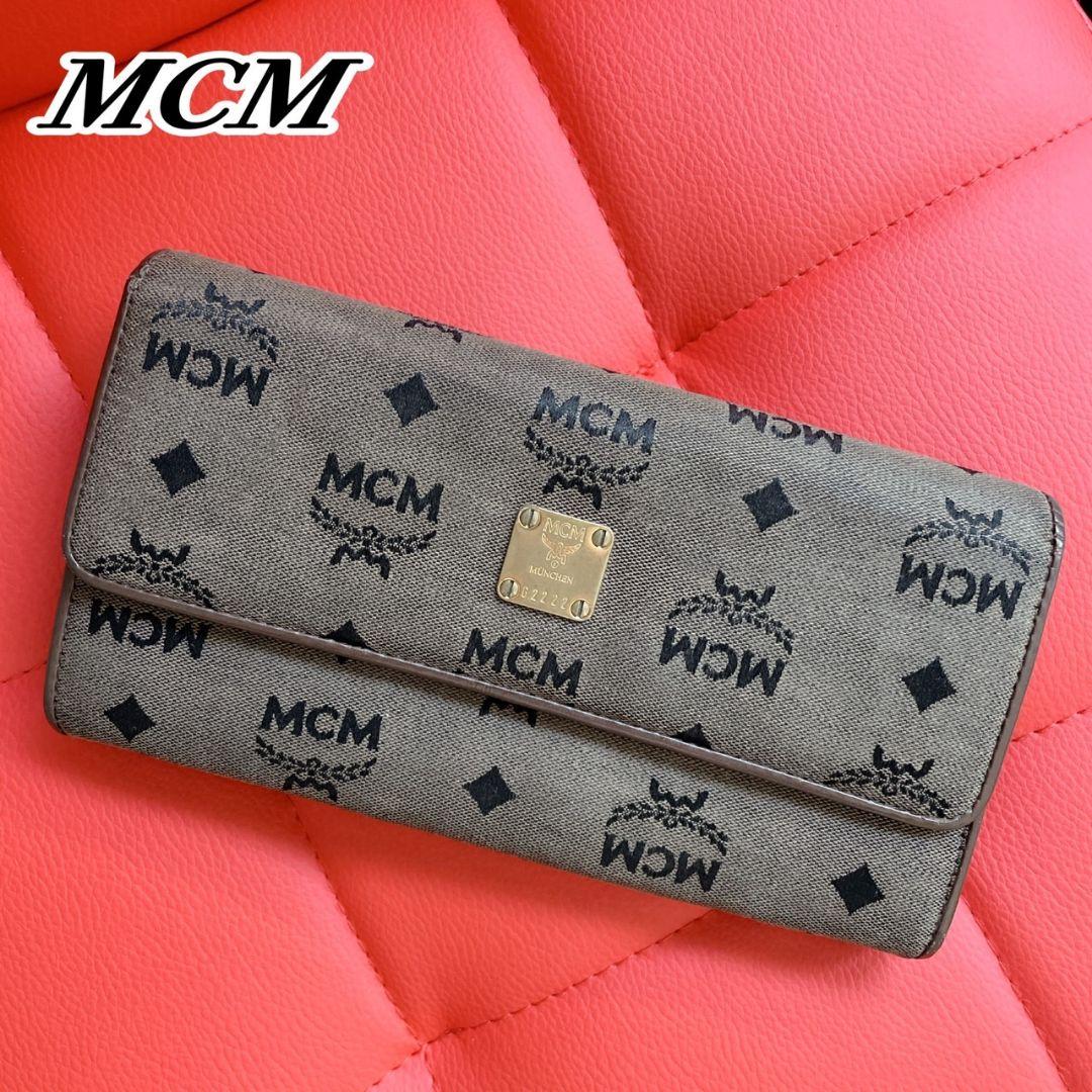 MCM ヴィセトス 長財布 二つ折り キャンバス レザー 総柄