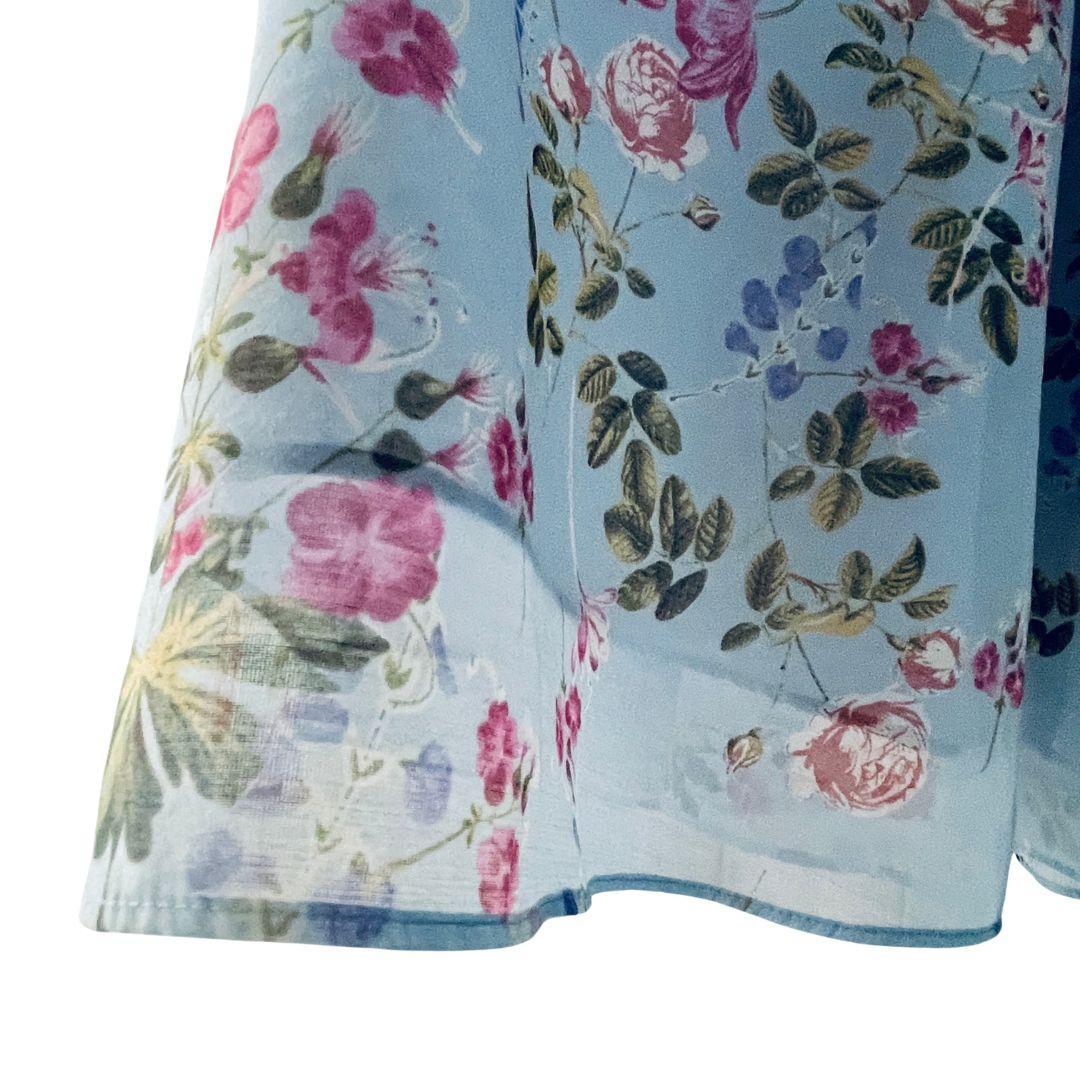 美品 大きいサイズ LAURA ASHLEY 花柄 フレア ワンピース 13号