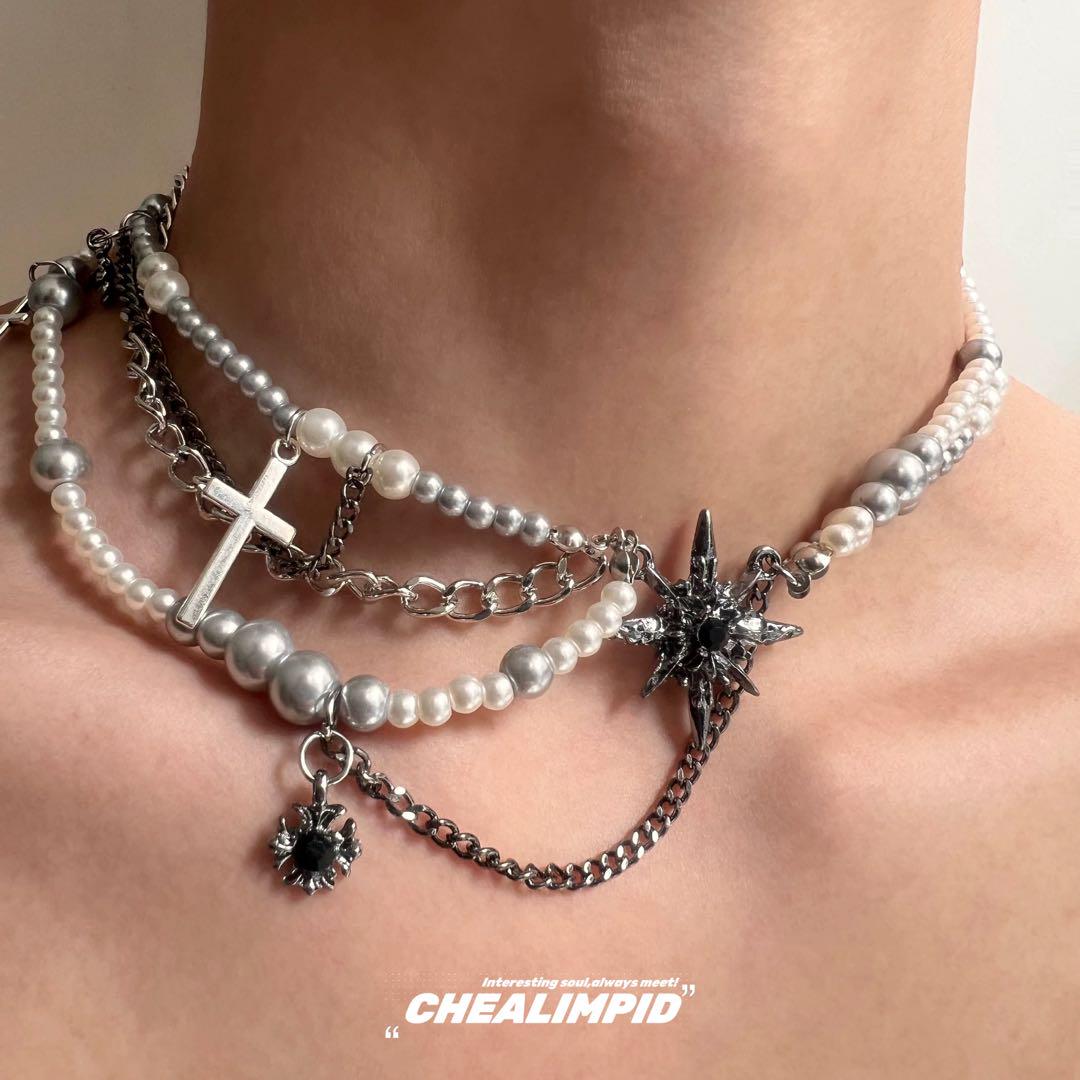 Dark Punk Multi-Layered Pearl necklace