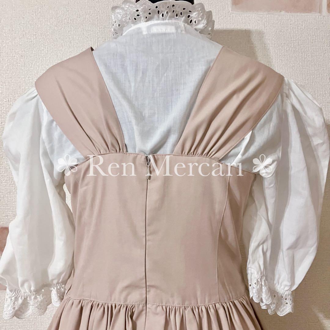 田園詩 ダスティピンク フェイクボタンのジャンパースカート