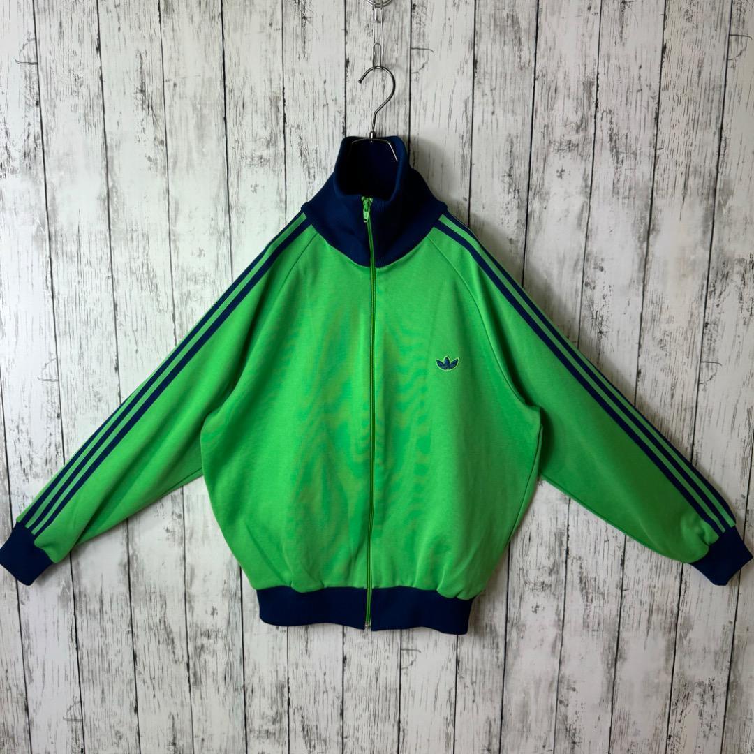 【希少】アディダス デサント ジャージ 4号 L 黄緑 グリーン ネイビー
