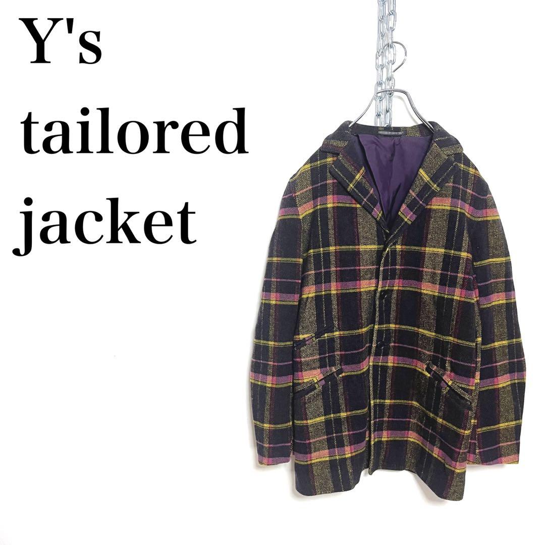 美品 00s Y\'s ワイズ ヨウジヤマモト チェックテーラードジャケット 古着