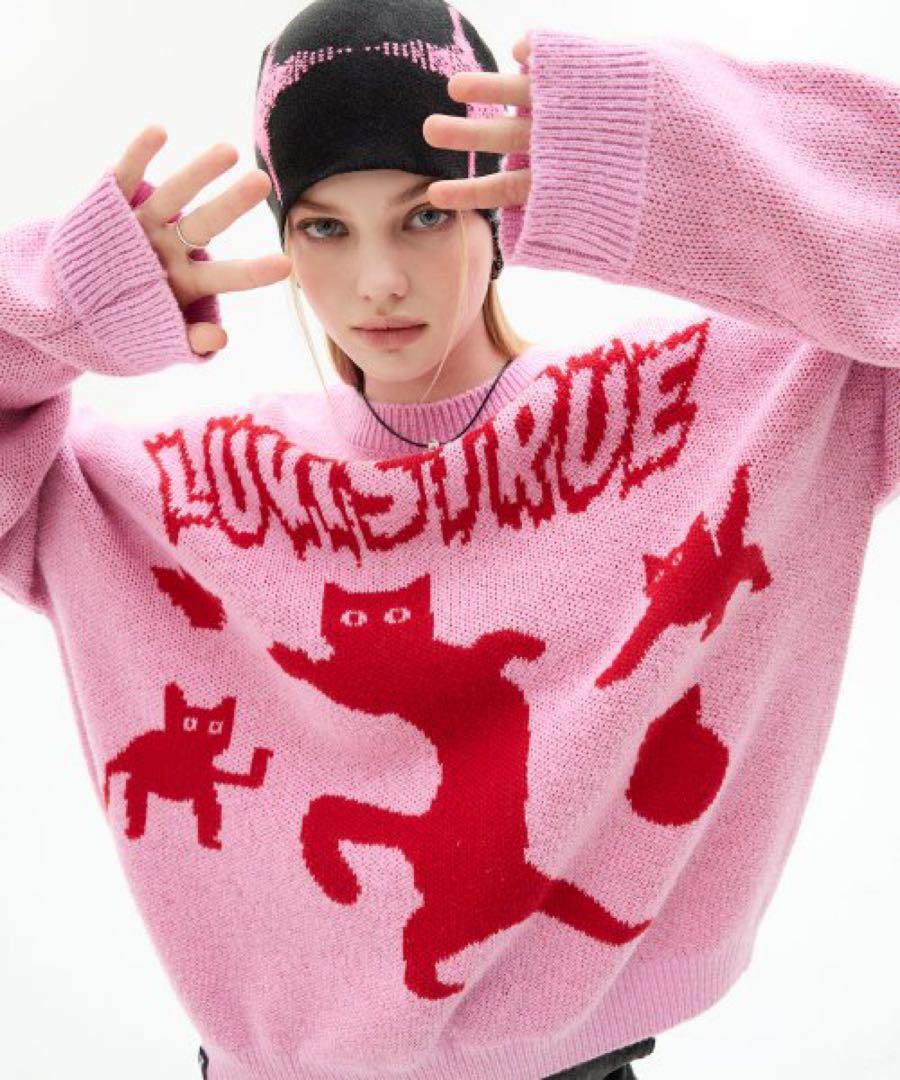 Luv is true Cat knit キャットニット ピンク