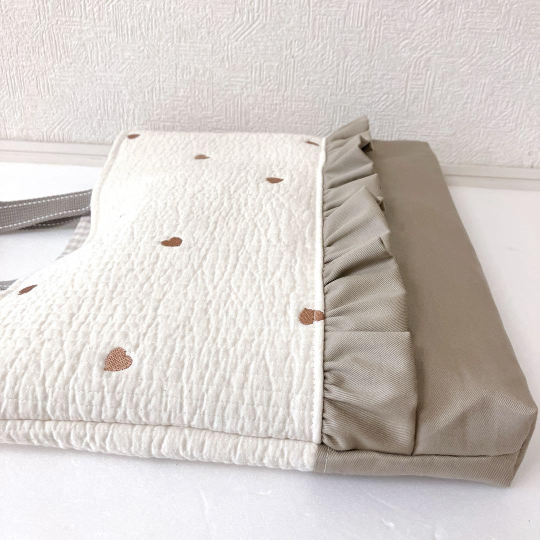 レッスンバッグ お布団バッグ　ヌビ　さくらんぼ刺繍　ハート刺繍 レッスンバッグ お布団バッグ ヌビ さくらんぼ刺繍 ハート刺繍