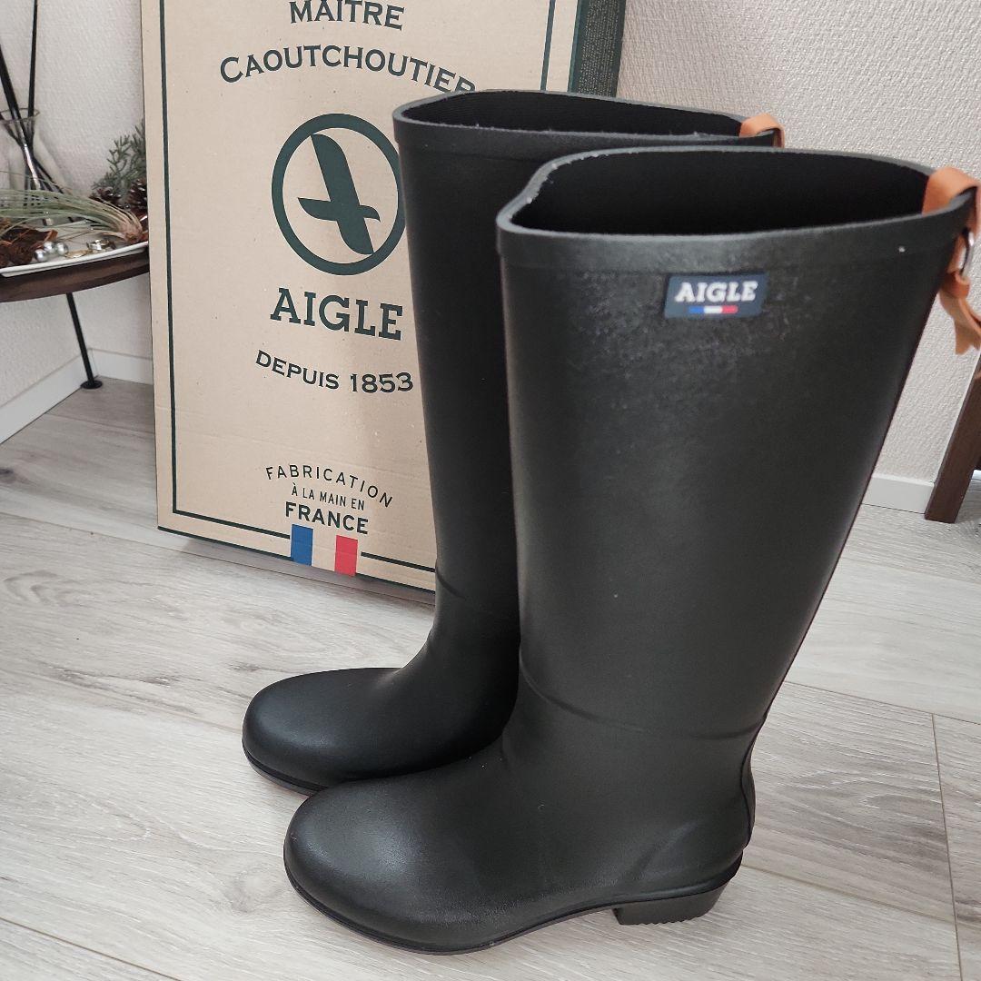 【m♡】AIGLE ブラックレインブーツ