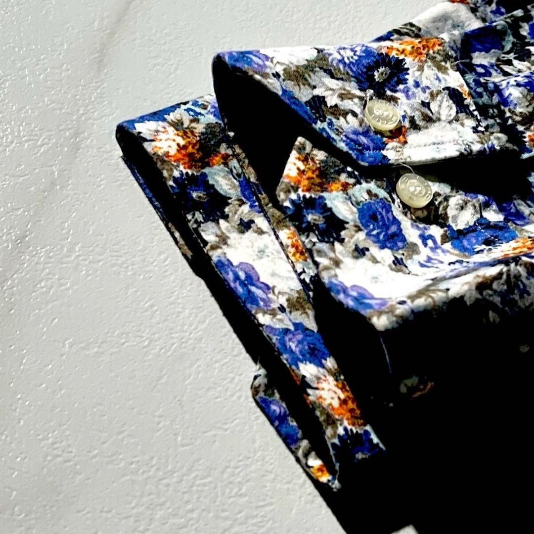 極美品 ETRO エトロ 最高級 ボタニカル 長袖シャツ 2XL ブルー系