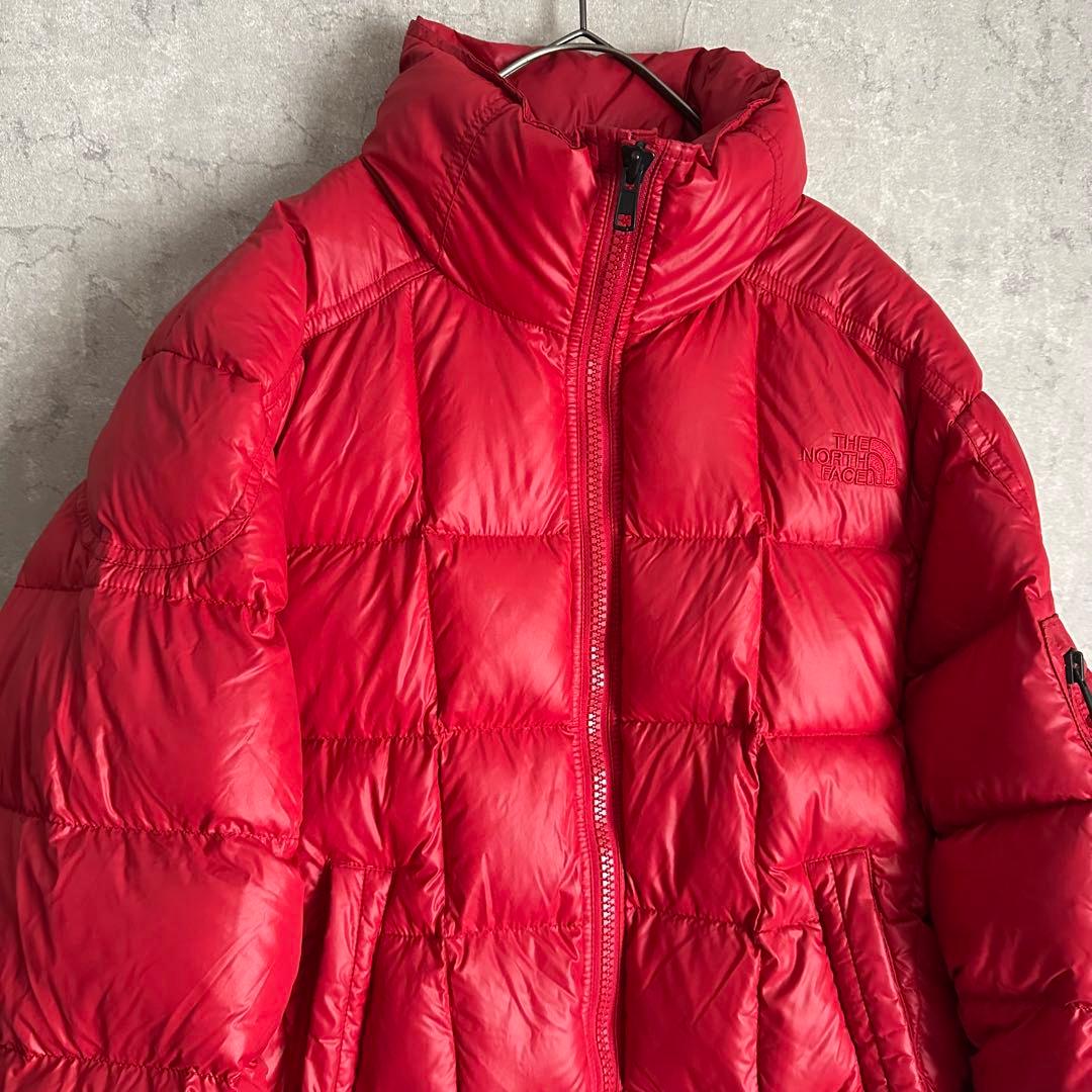 希少 ノースフェイス ダウンジャケット US企画 700フィル 刺繍 レッド L 希少 ノースフェイス ダウンジャケット US企画 700フィル 刺繍 レッド L