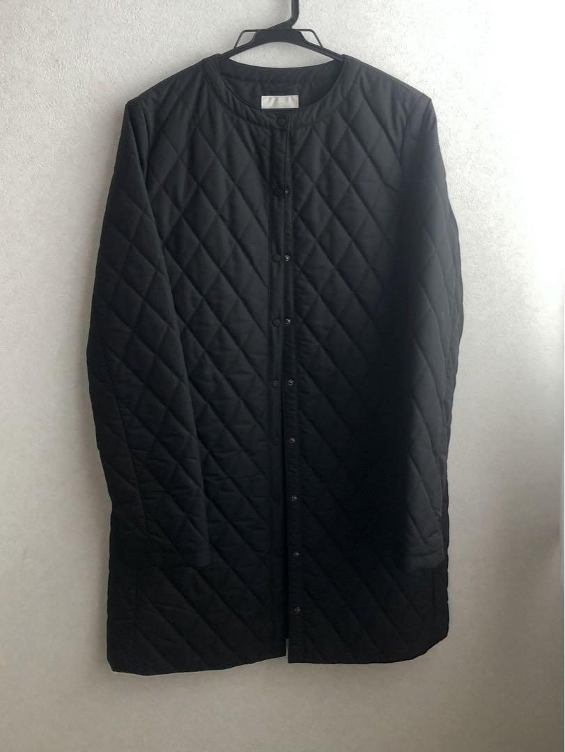 パイピング　ロング　キルティング　ダウン　軽量　THINDOWN ノーカラー