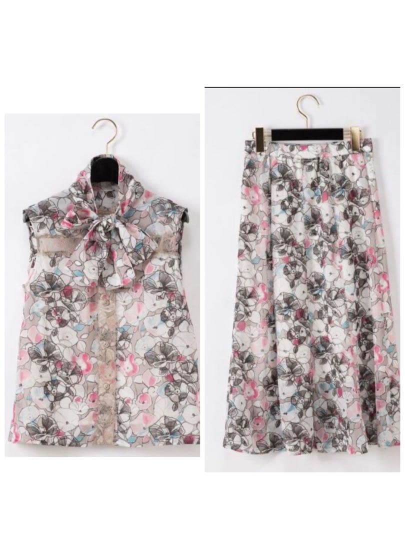 花柄ノースリーブセットアップ