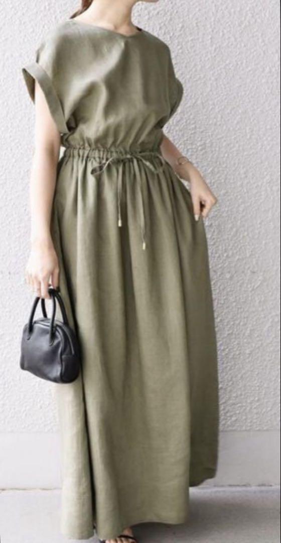 美品 シップス テレデランドロストワンピース　ロング リネン100% S XS
