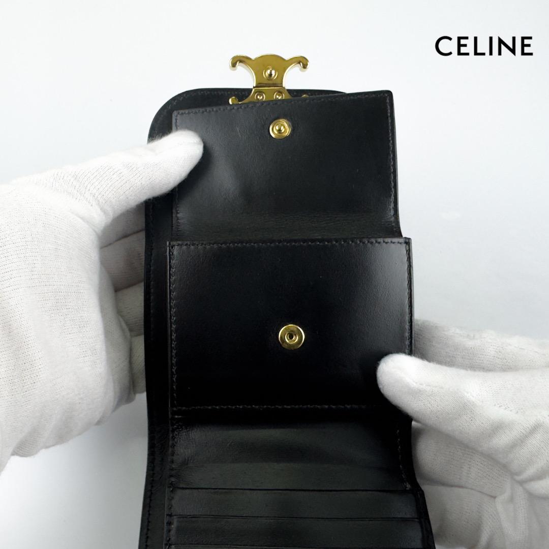 正規品　CELINE セリーヌ　トリオンフ　カーフスキン　三つ折り財布　ミニ財布