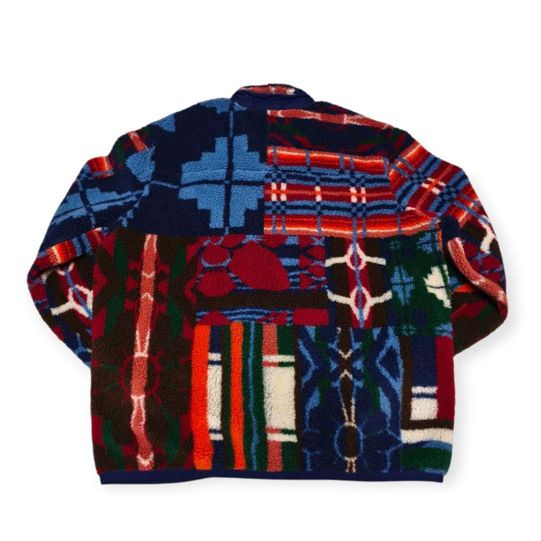 【美品】ポロカントリー パッチワーク プリント パイル フリース ジャケット L 【美品】ポロカントリー パッチワーク プリント パイル フリース ジャケット L