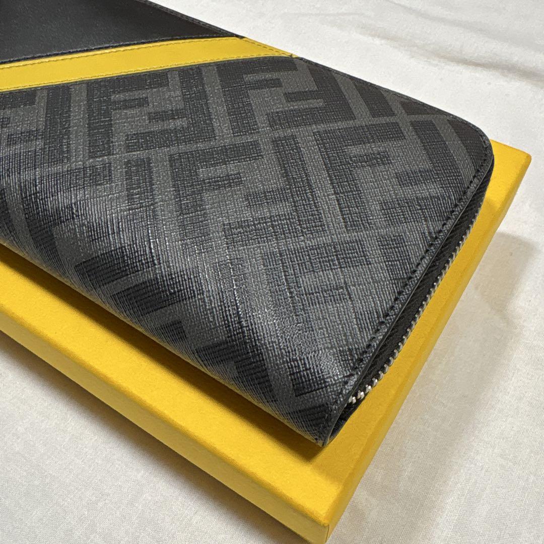 極美品 FENDI フェンディ ダイアゴナル ズッカ 長財布 レザー FF柄