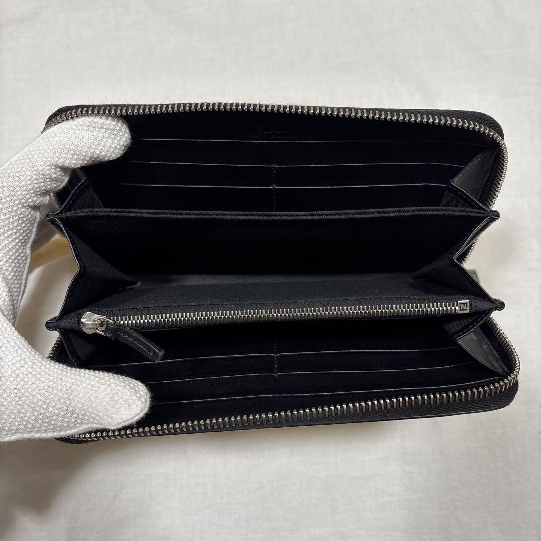 極美品 FENDI フェンディ ダイアゴナル ズッカ 長財布 レザー FF柄