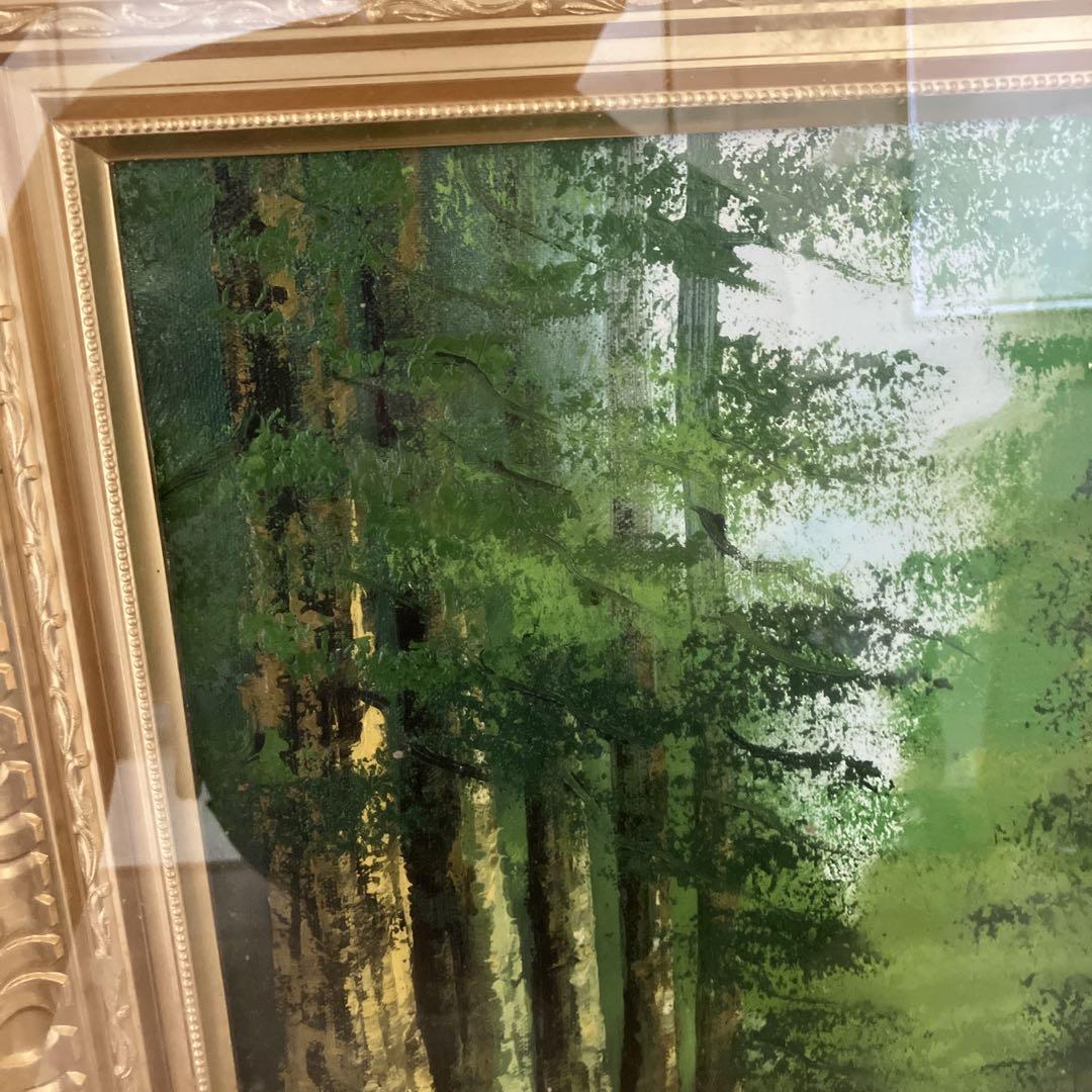 杉並木/油絵】油彩画 立体画 インテリア 額装 額縁 絵画 高級