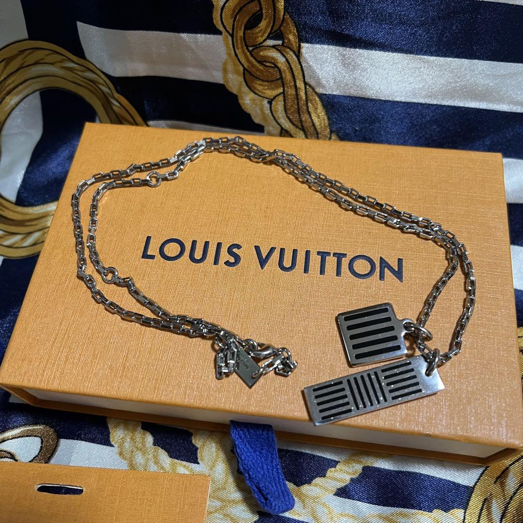 ルイヴィトン LOUISVUITTON ネックレス コリエ プレート ダミエパーフォレート ダミエ M64191 中古