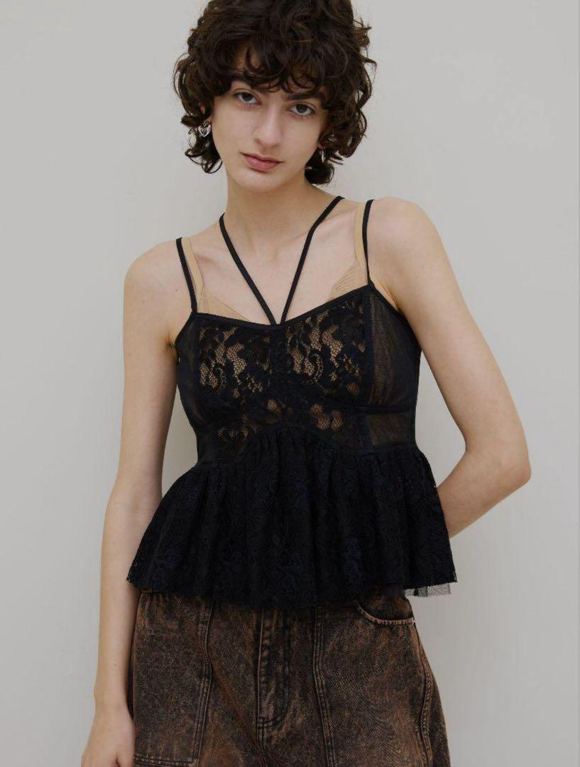 トップス MEDI LINGERIE LIKE PEPLUM BUSTIER BLACK