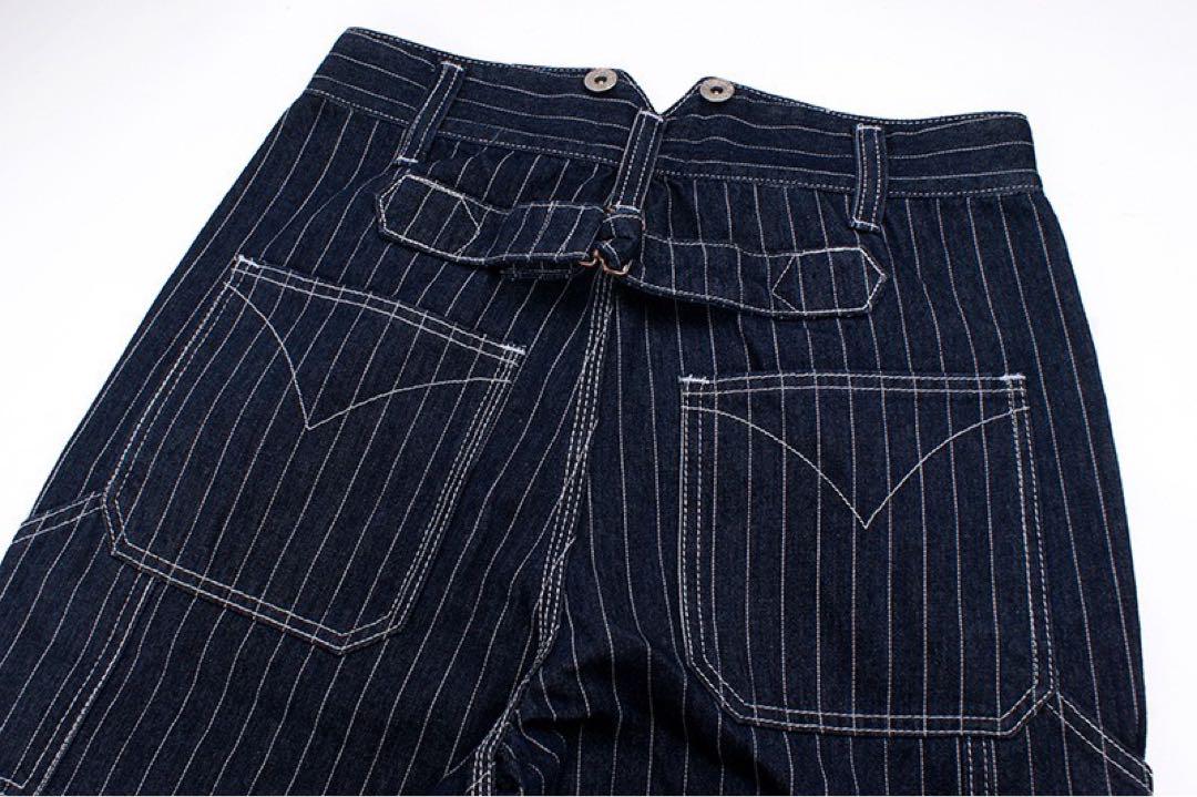 新品】 XL ウォバッシュ パンツ デニム アメカジ ストライプ