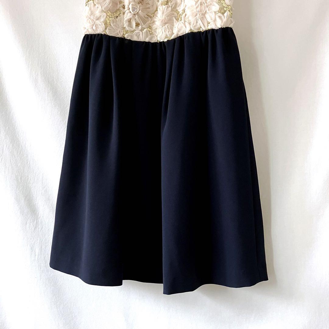 美品 Chesty ワンピース チェスティ パールベージュ ネイビー size0 画像5