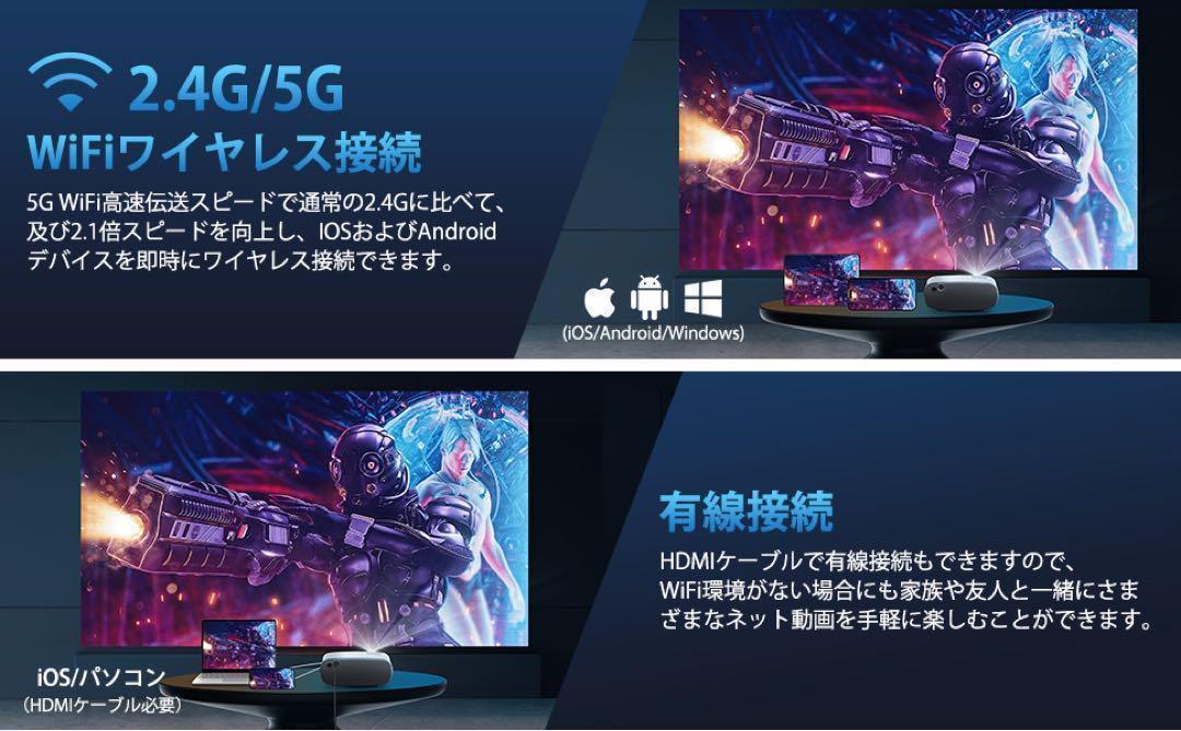 プロジェクター 小型 家庭用 4K Bluetooth ホームシアター
