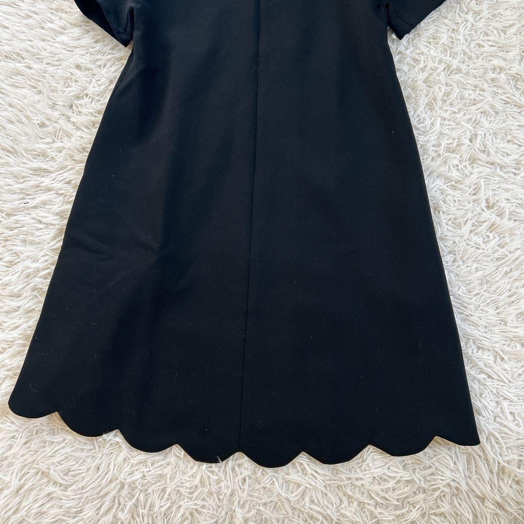 美品　近年★YOKO CHANスカラップドレス ワンピース 黒　40サイズ