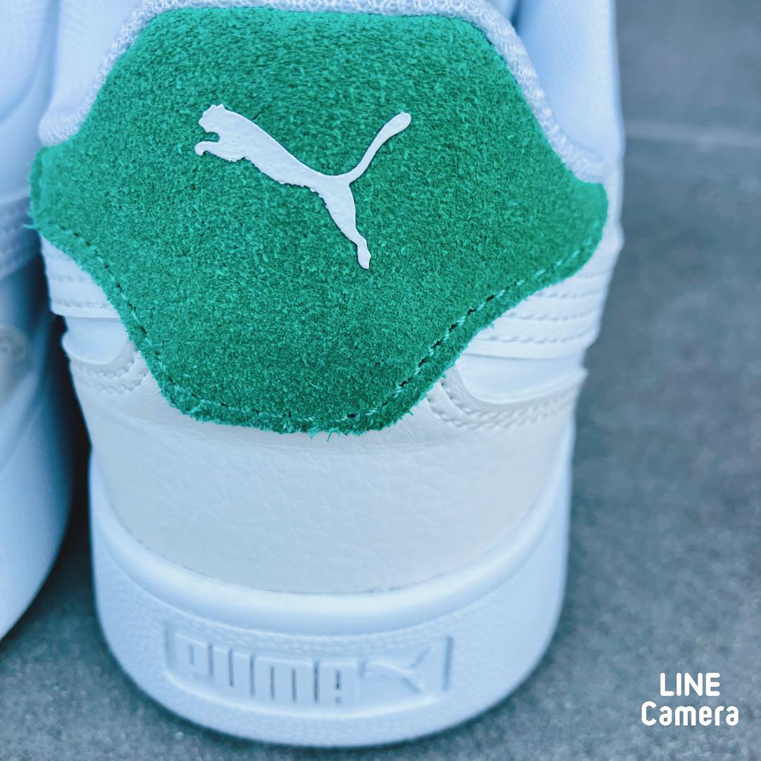 極美品】PUMA ホワイト/グリーン スニーカー - メルカリ