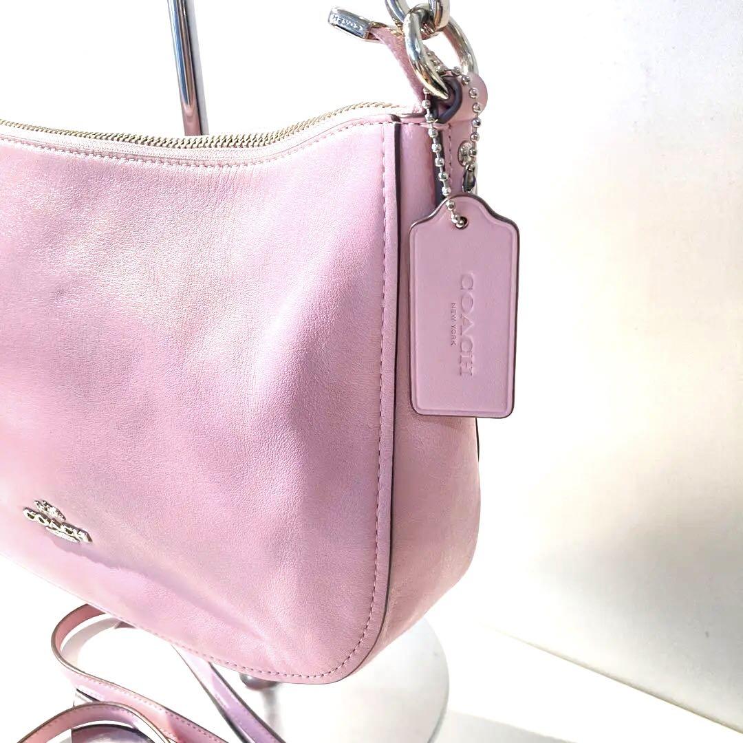【ピンクの猫】COACH ピンク レザーハンドバッグ ショルダーストラップ COACH ピンク レザー ショルダーバッグ新品 通販