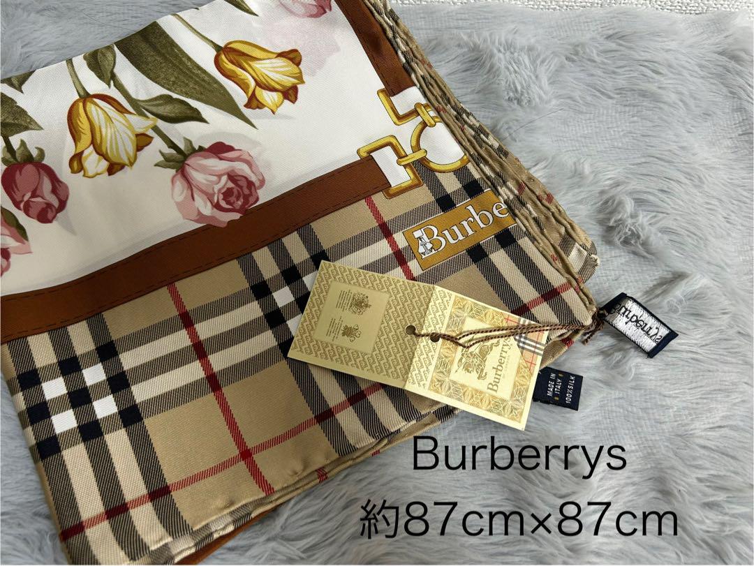 新品タグ付 未使用保管品 Burberrys フラワーパターン スカーフ
