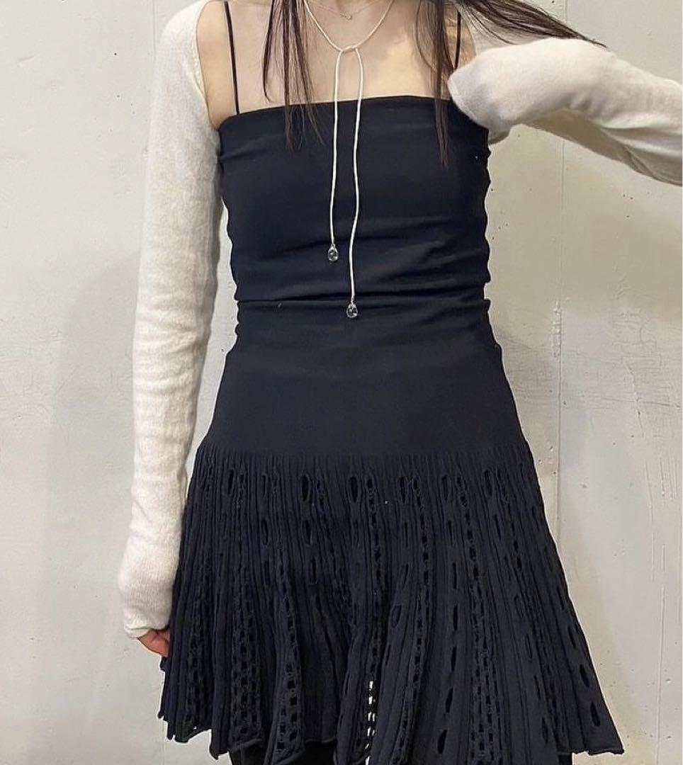 トップス yo BIOTOP Knit pleats mini dress