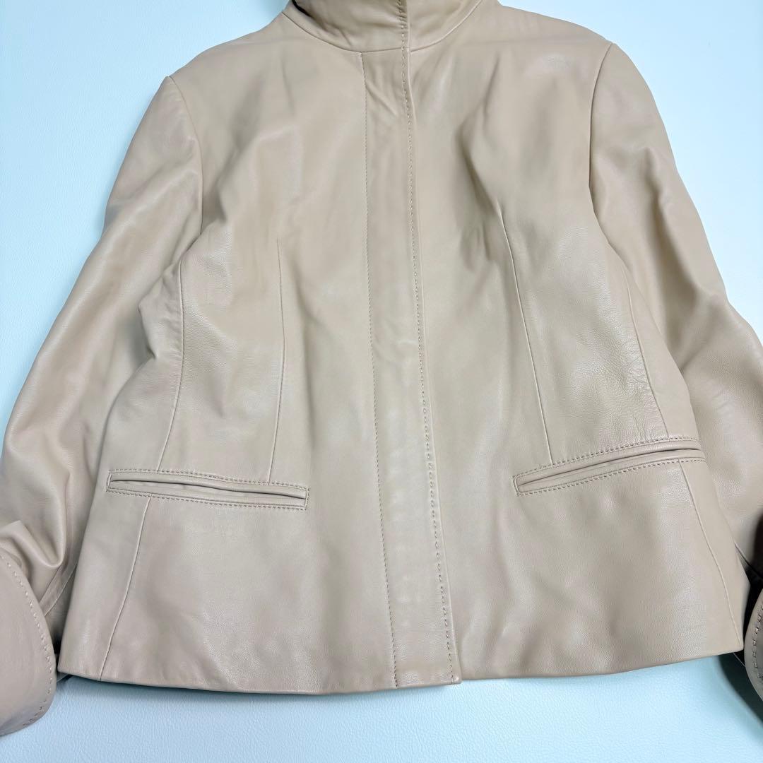 極美品 バルマン レザージャケット 羊革 ジップアップ ベージュ 13 極美品 バルマン レザージャケット 羊革 ジップアップ ベージュ 13