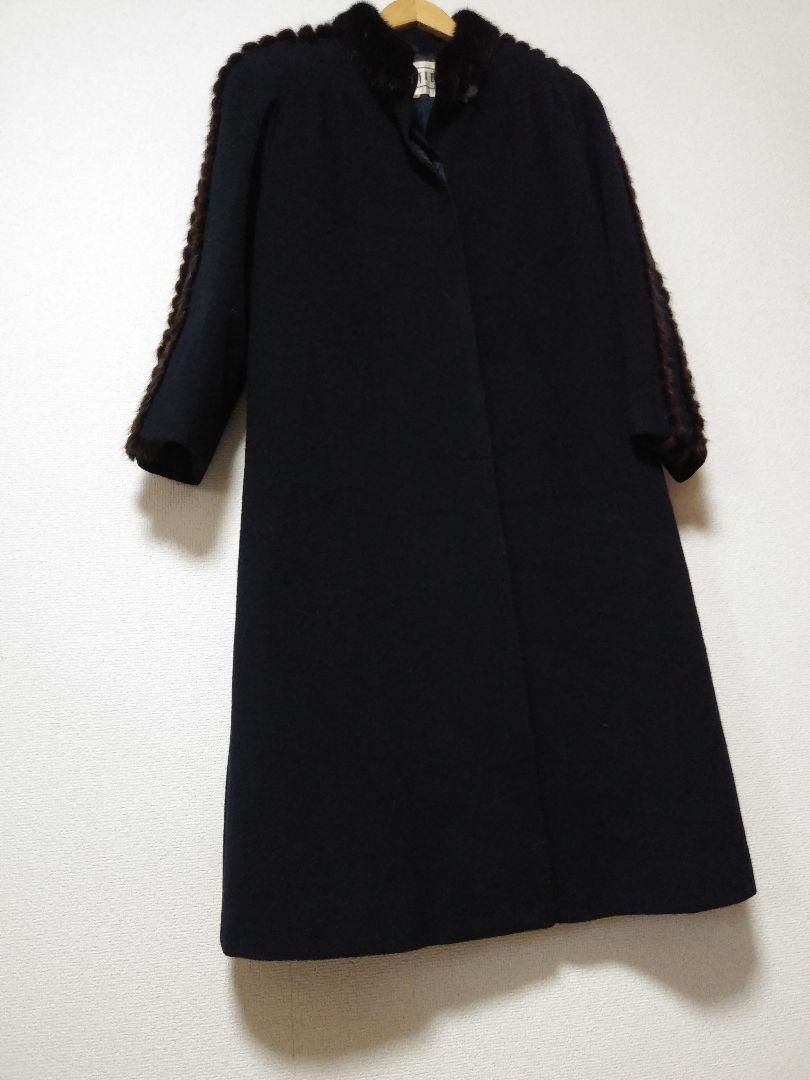 美品LOBJIEロブジェ ロングコート ウール カシミヤ ミンク ファー