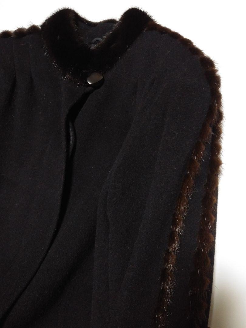 美品LOBJIEロブジェ ロングコート ウール カシミヤ ミンク ファー