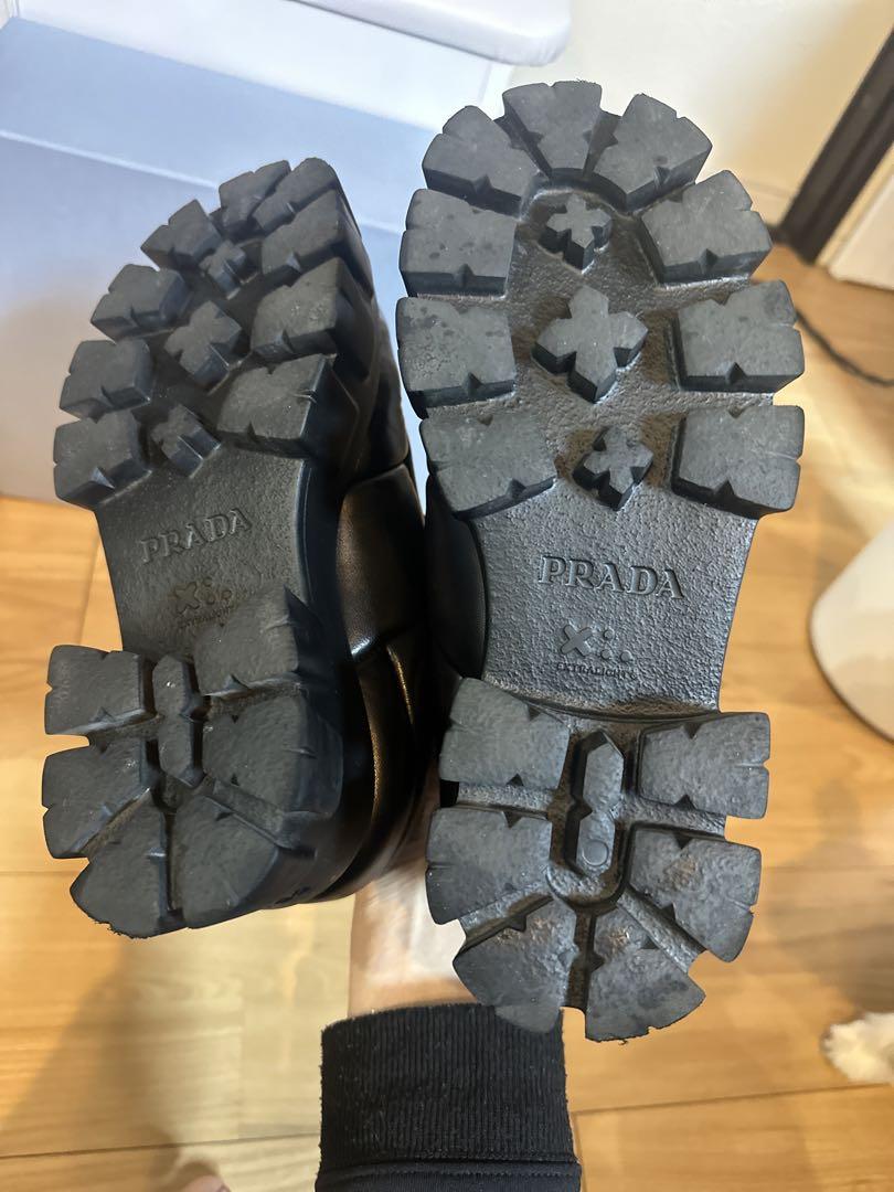【PRADA】モノリス レザー 厚底レースアップ スニーカー PRADA】モノリス レザー 厚底レースアップ スニーカー (PRADA