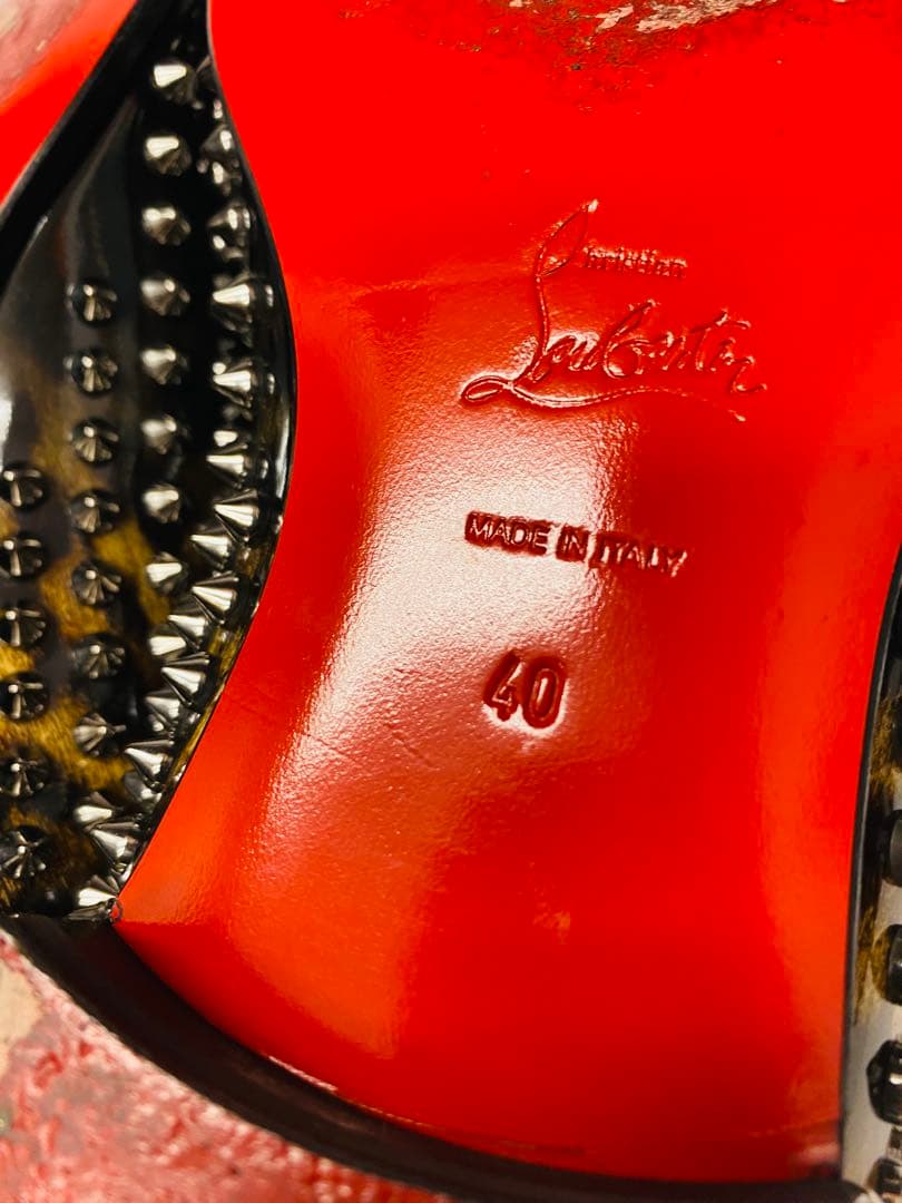 1回・極美品　定価20万　ルブタン　スパイク　ローファー　40　豹柄