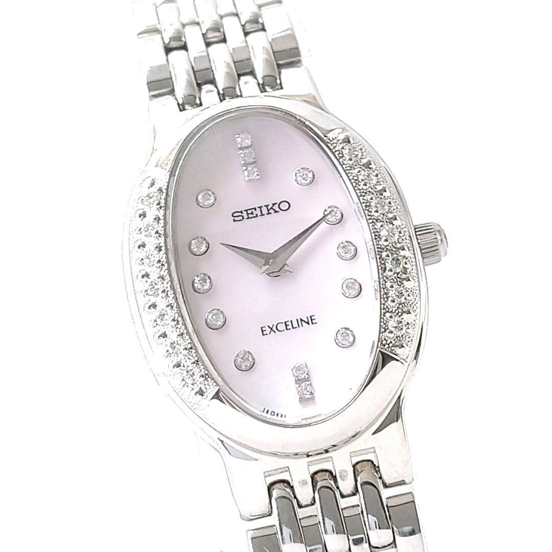 【極上美品・電池交換】済セイコー エクセリーヌ 30Pダイヤ ピンクシェル 【極上美品・電池交換】済セイコー エクセリーヌ 30Pダイヤ ピンクシェル